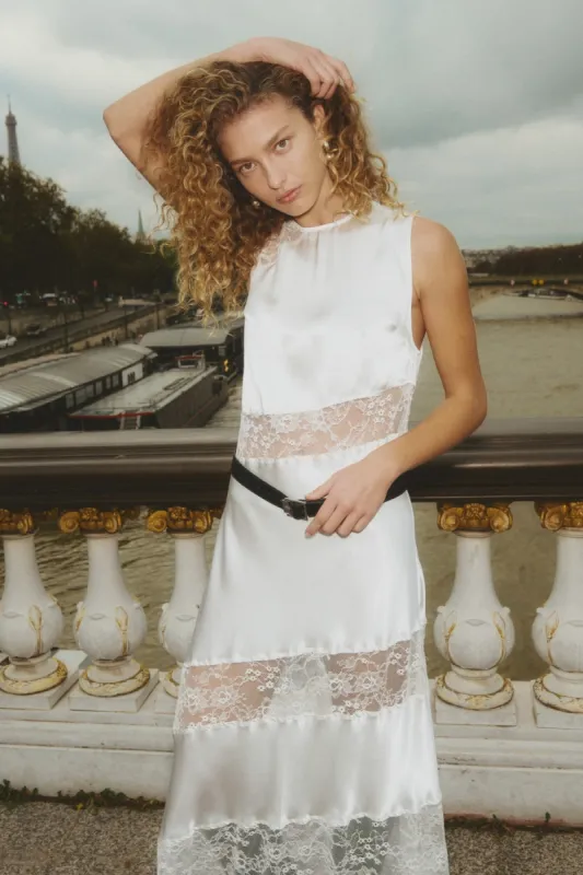Dorit Lace Maxi Dress White sold by Verge Girl