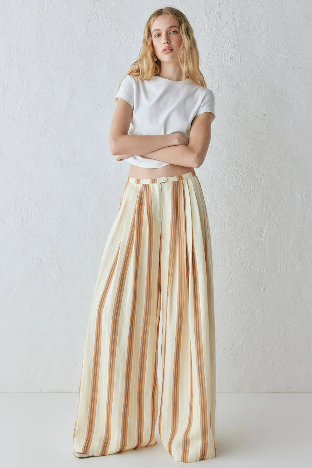 Luca Linen Pants Stripe sold by Verge Girl