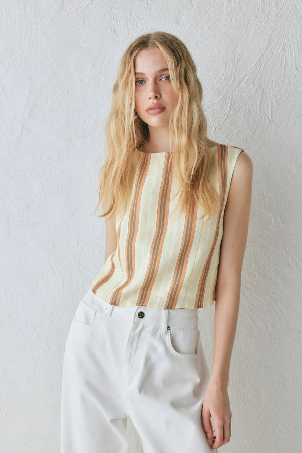 Ama Linen Top Stripe sold by Verge Girl