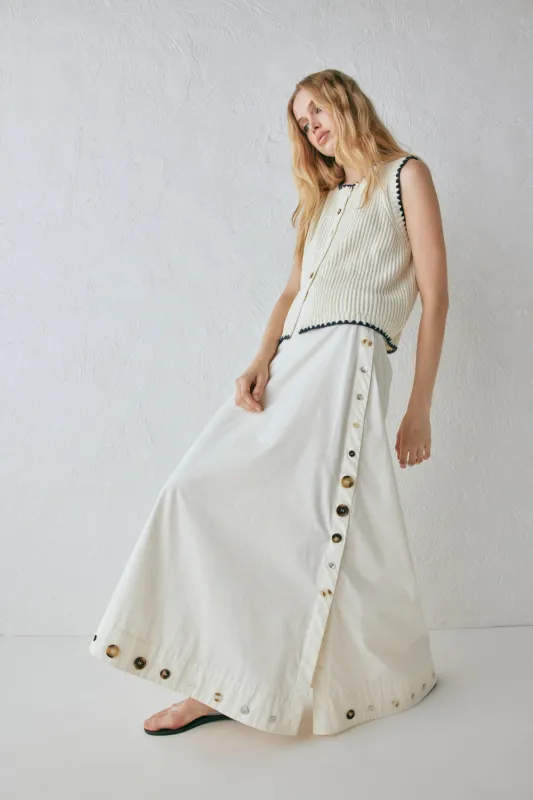 Alek Midi Skirt Cream sold by Verge Girl