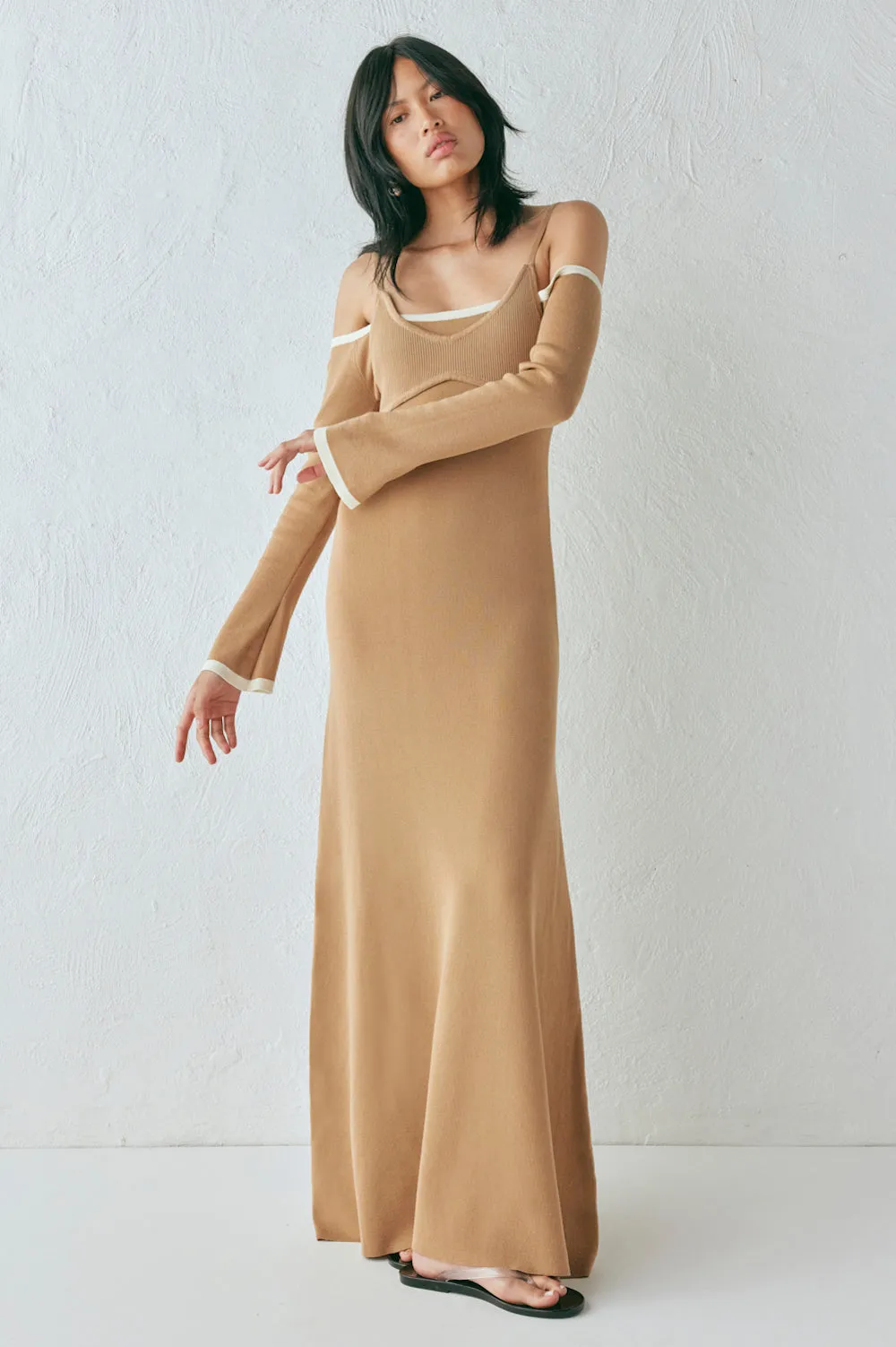 Marlee Knit Maxi Dress Tan sold by Verge Girl