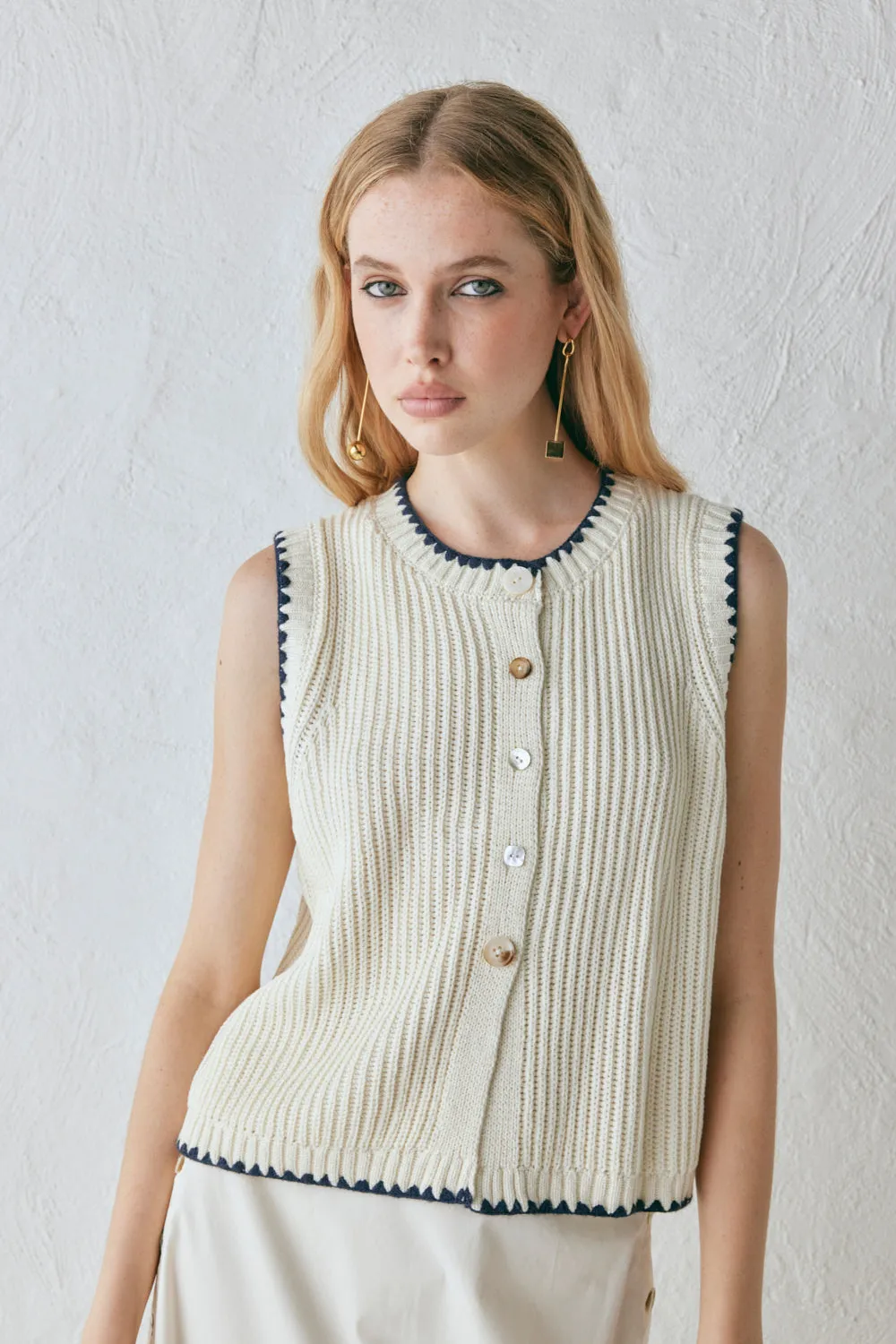 Alek Knit Vest Cream sold by Verge Girl product image thumbnail 3