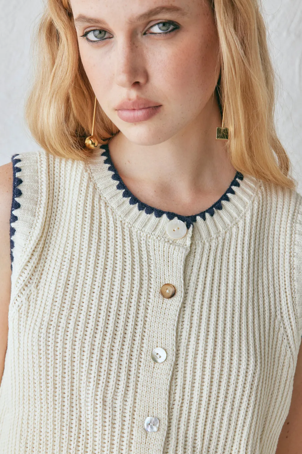 Alek Knit Vest Cream sold by Verge Girl product image thumbnail 4