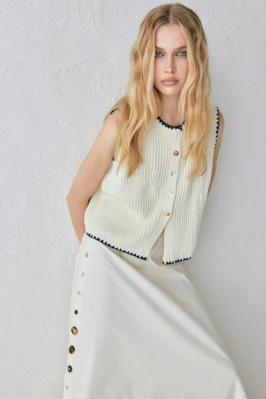 Alek Knit Vest Cream sold by Verge Girl