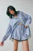 Ava Shorts Blue Stripe sold by Verge Girl