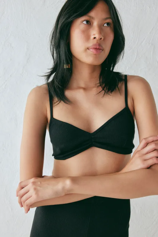 Harper Ribbed Bralette Black sold by Verge Girl