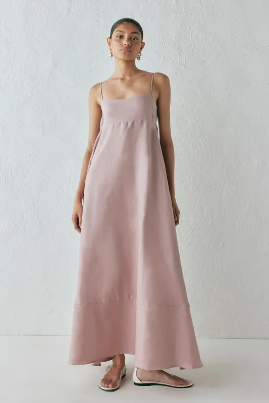 Behati Linen Maxi Dress Blush sold by Verge Girl