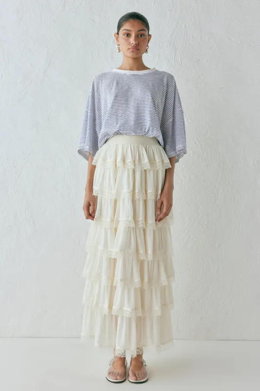 Thalia Midi Skirt Cream sold by Verge Girl