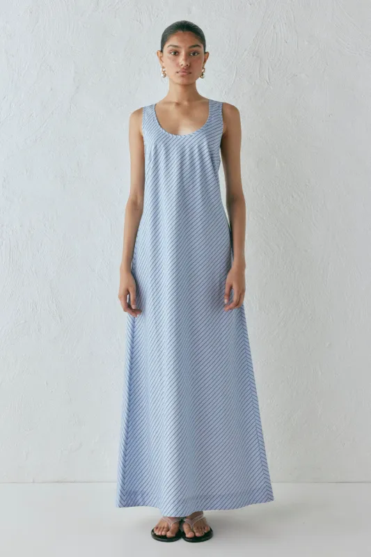 Kajal Maxi Dress Blue Stripe made by Verge Girl