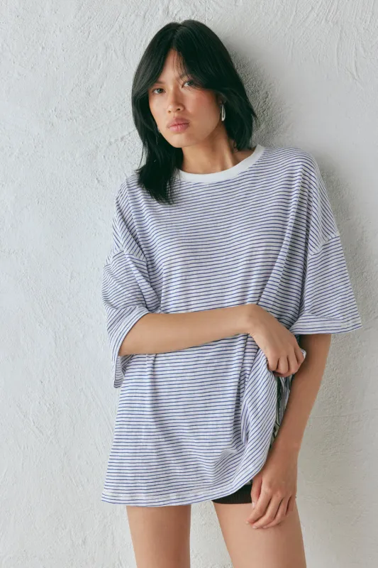 Willow Tee Navy Stripe sold by Verge Girl