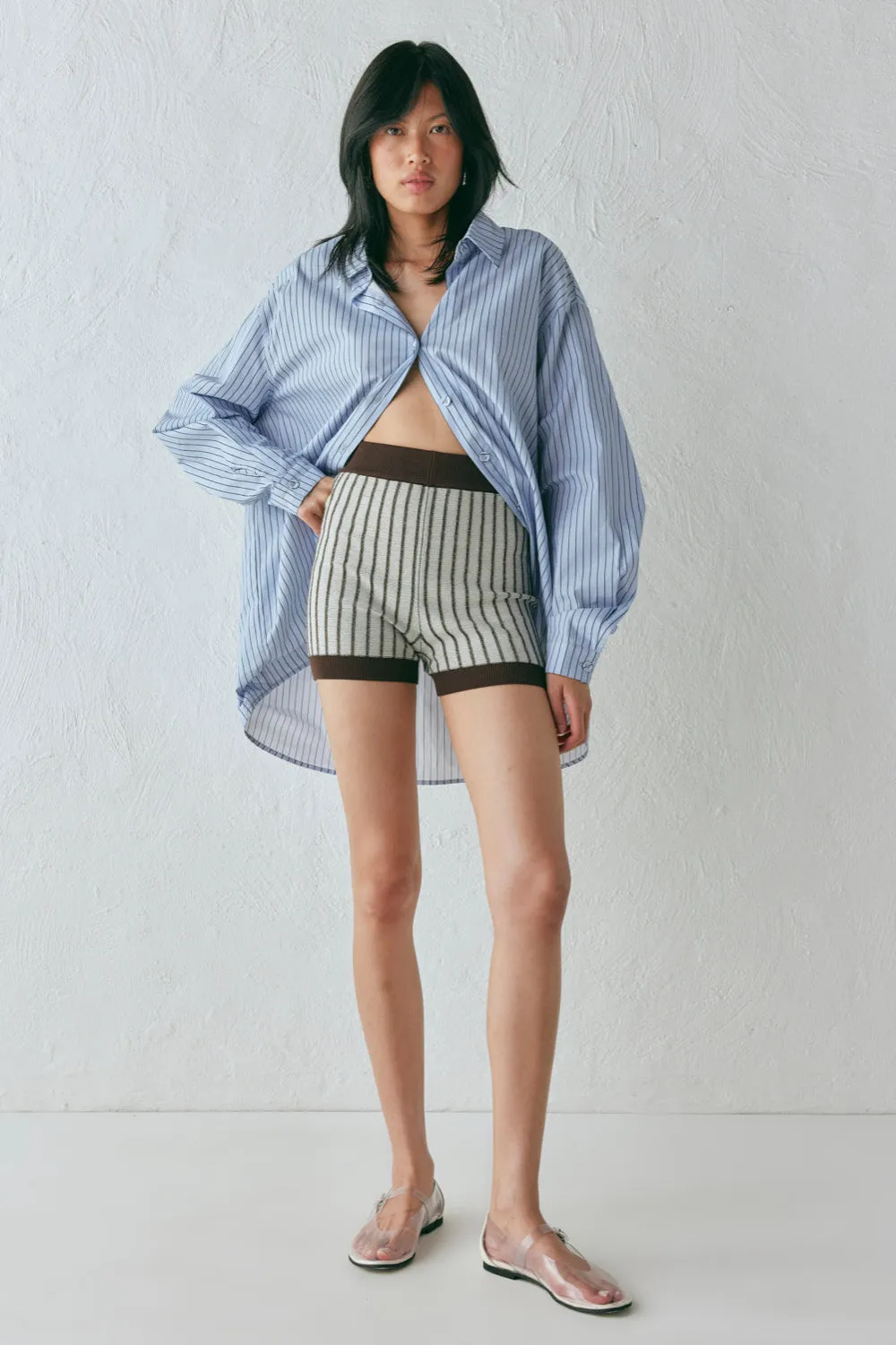 Ploy Knit Shorts Brown Stripe sold by Verge Girl product image thumbnail 2