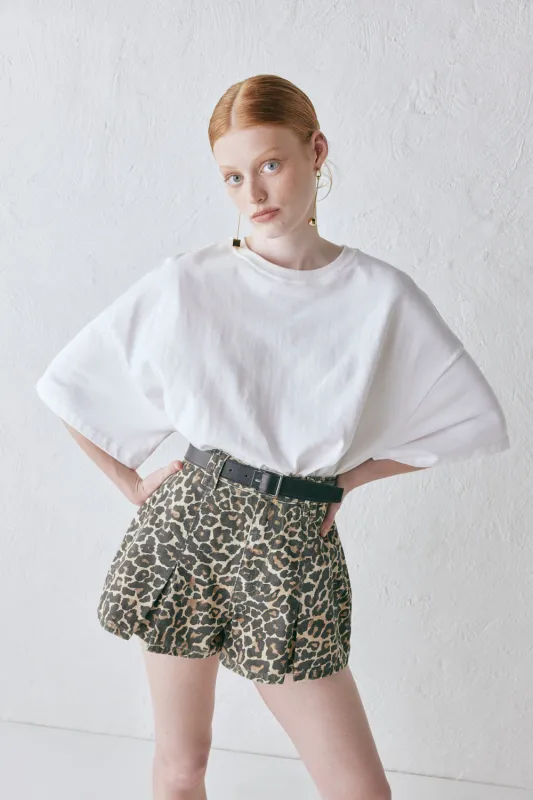 Abigail Denim Shorts Leopard sold by Verge Girl
