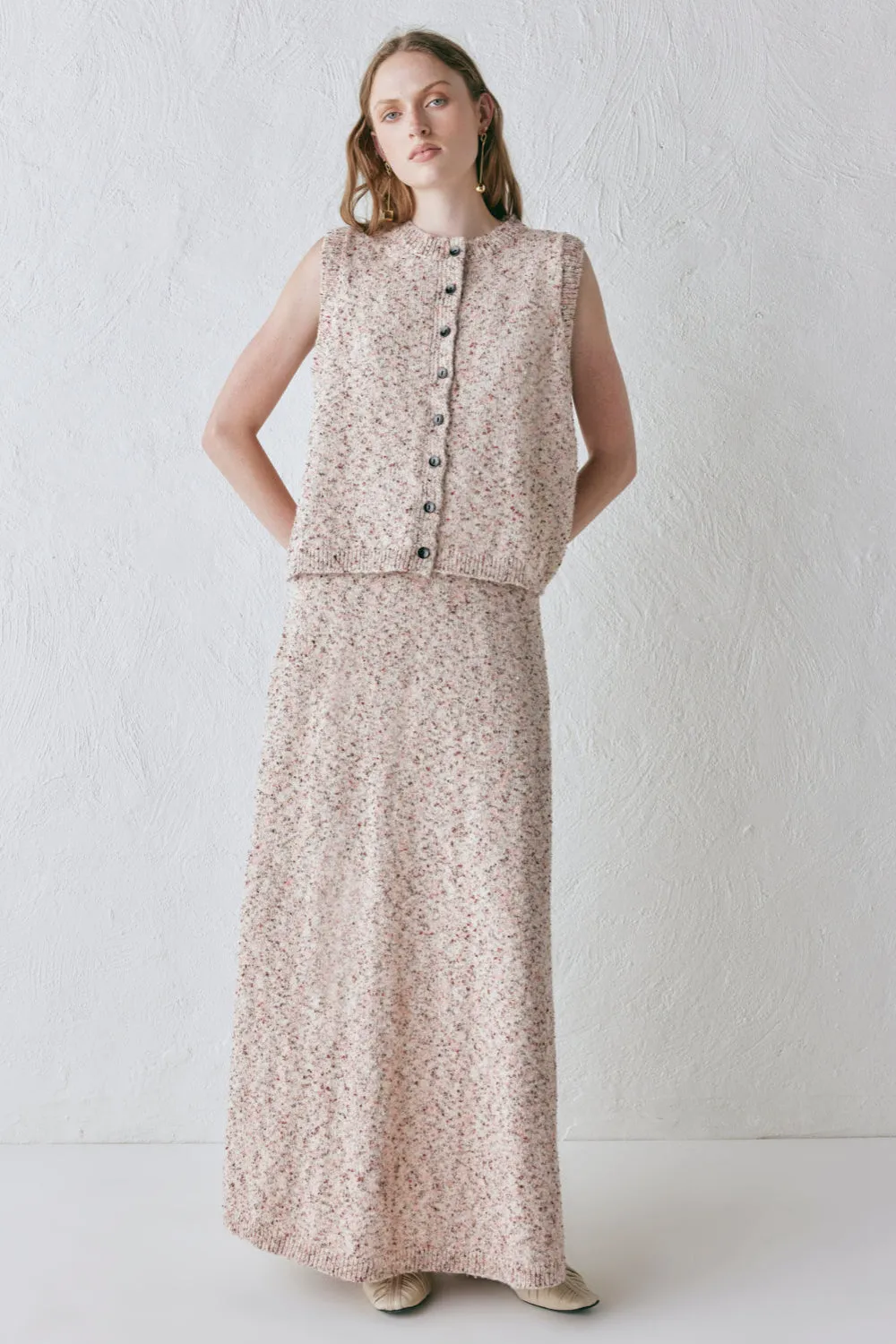 Anaya Knit Vest Pink Marle sold by Verge Girl