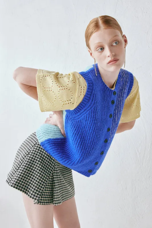 Bridgette Knit Vest Cobalt Splice made by Verge Girl