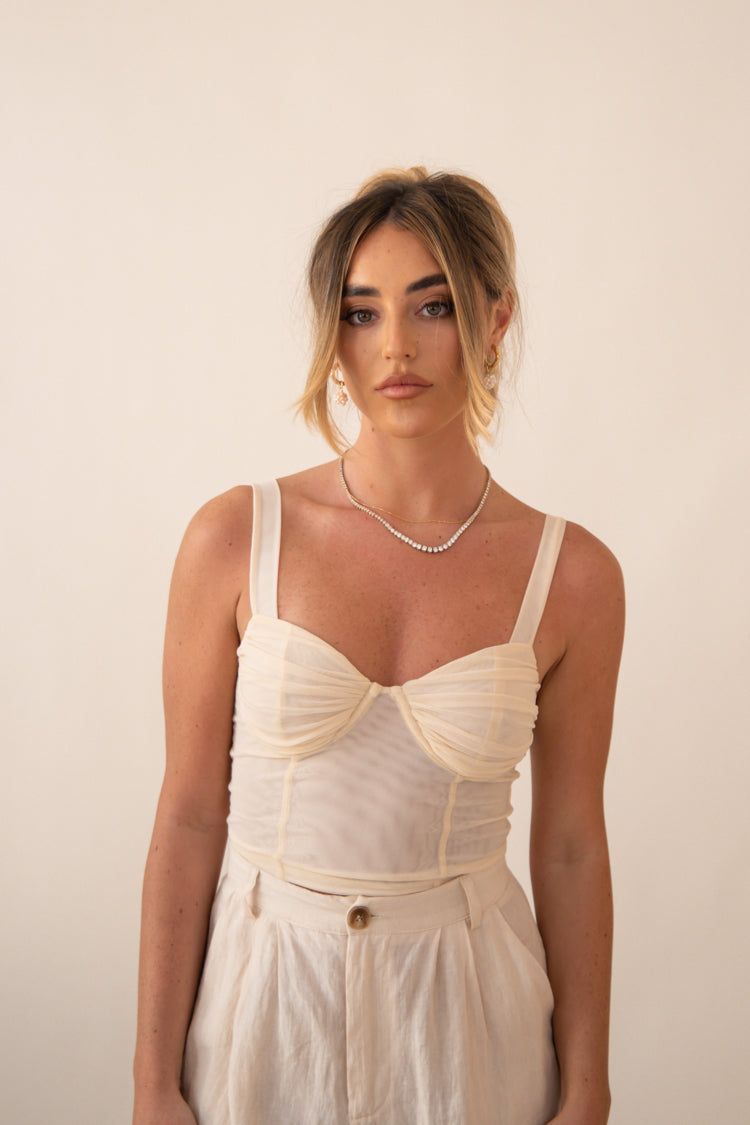 VRG GRL Cosmos In New York Mesh Cami // Cream sold by Verge Girl product image thumbnail 5