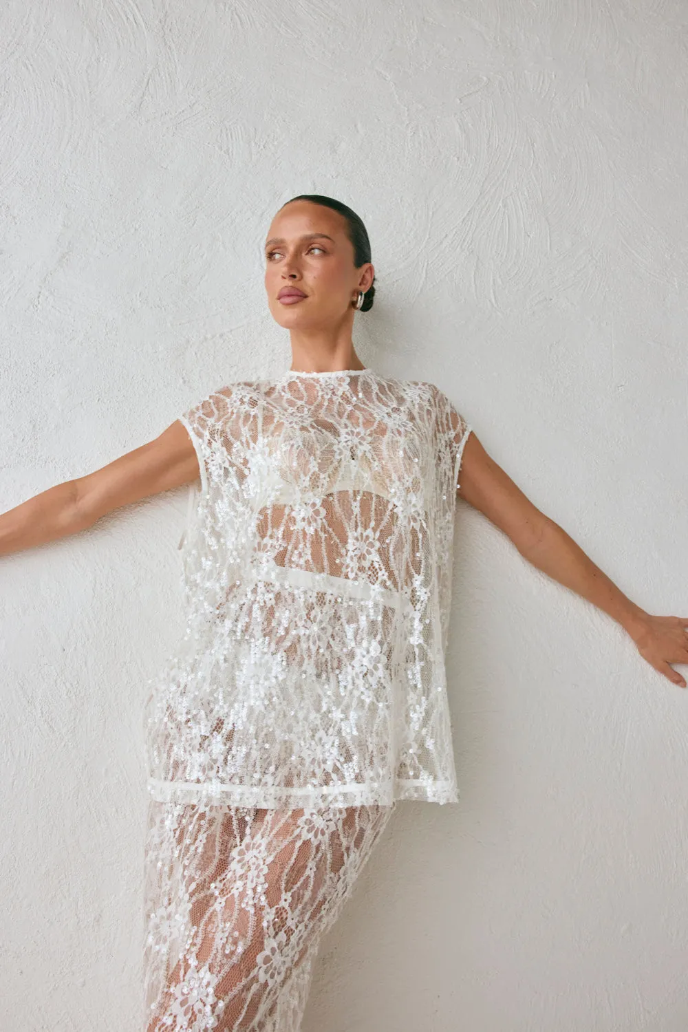 Devyn Sequin Top White sold by Verge Girl product image thumbnail 4