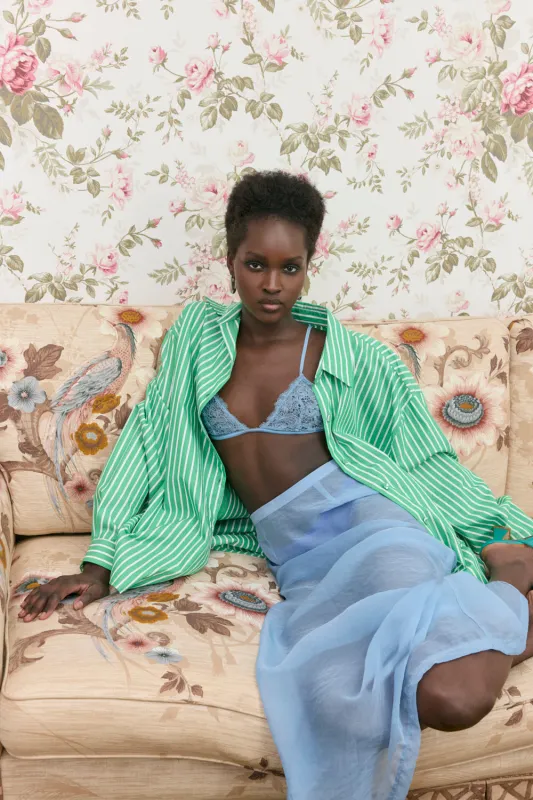 June Shirt Green Stripe sold by Verge Girl