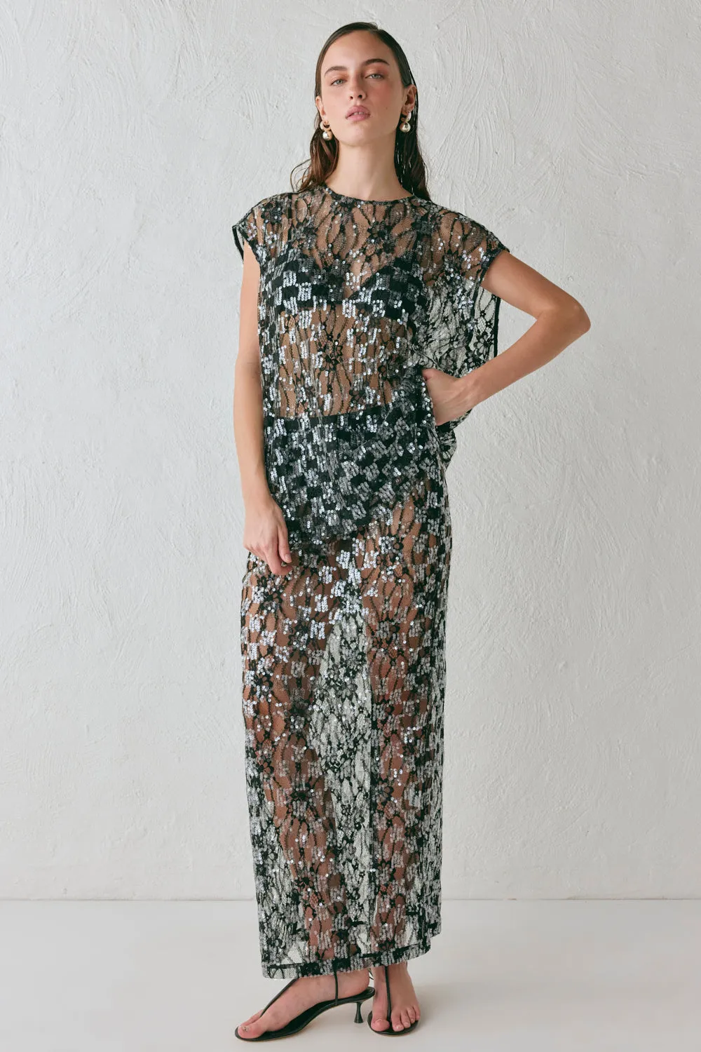 Devyn Sequin Midi Skirt Black sold by Verge Girl product image thumbnail 4