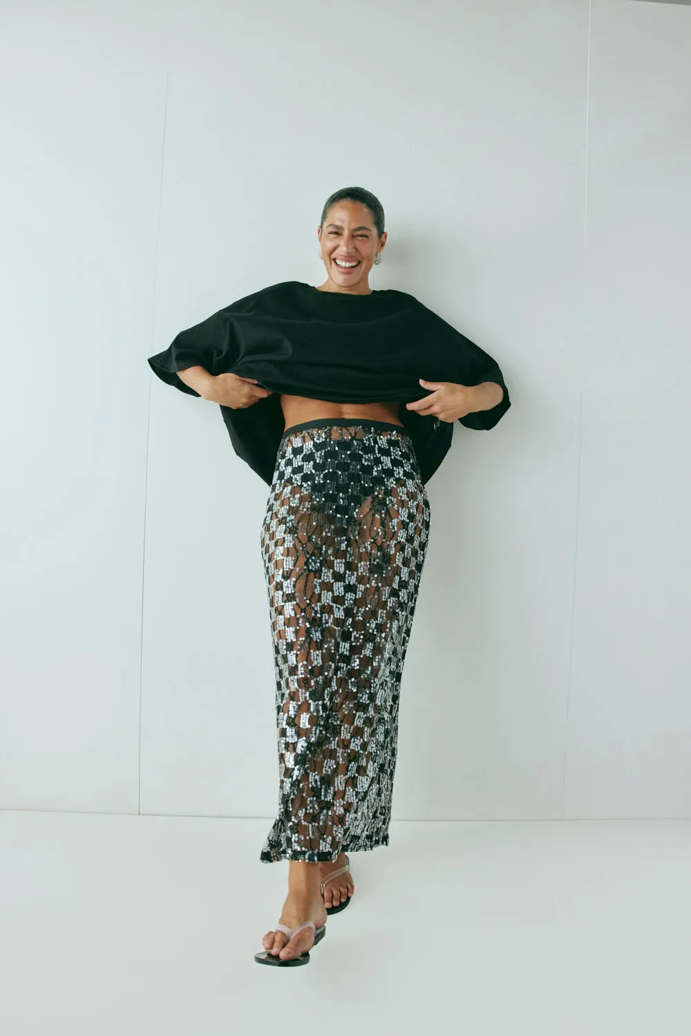 Devyn Sequin Midi Skirt Black sold by Verge Girl product image thumbnail 2