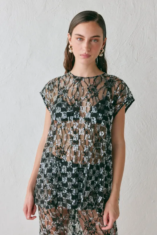 Devyn Sequin Top Black made by Verge Girl