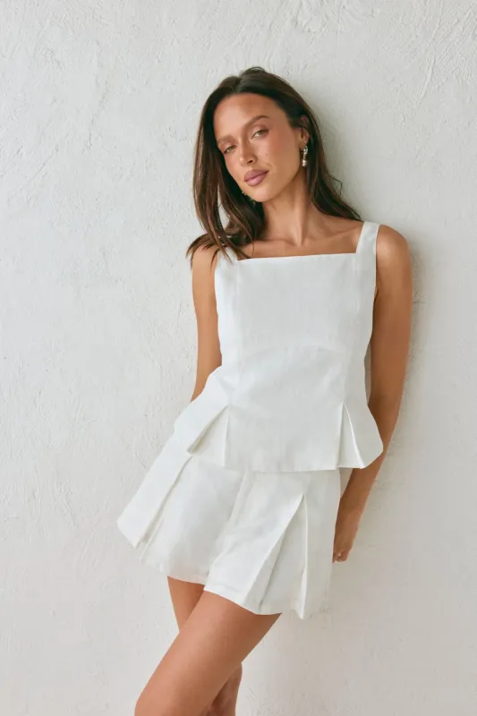 Luna Linen Top White sold by Verge Girl