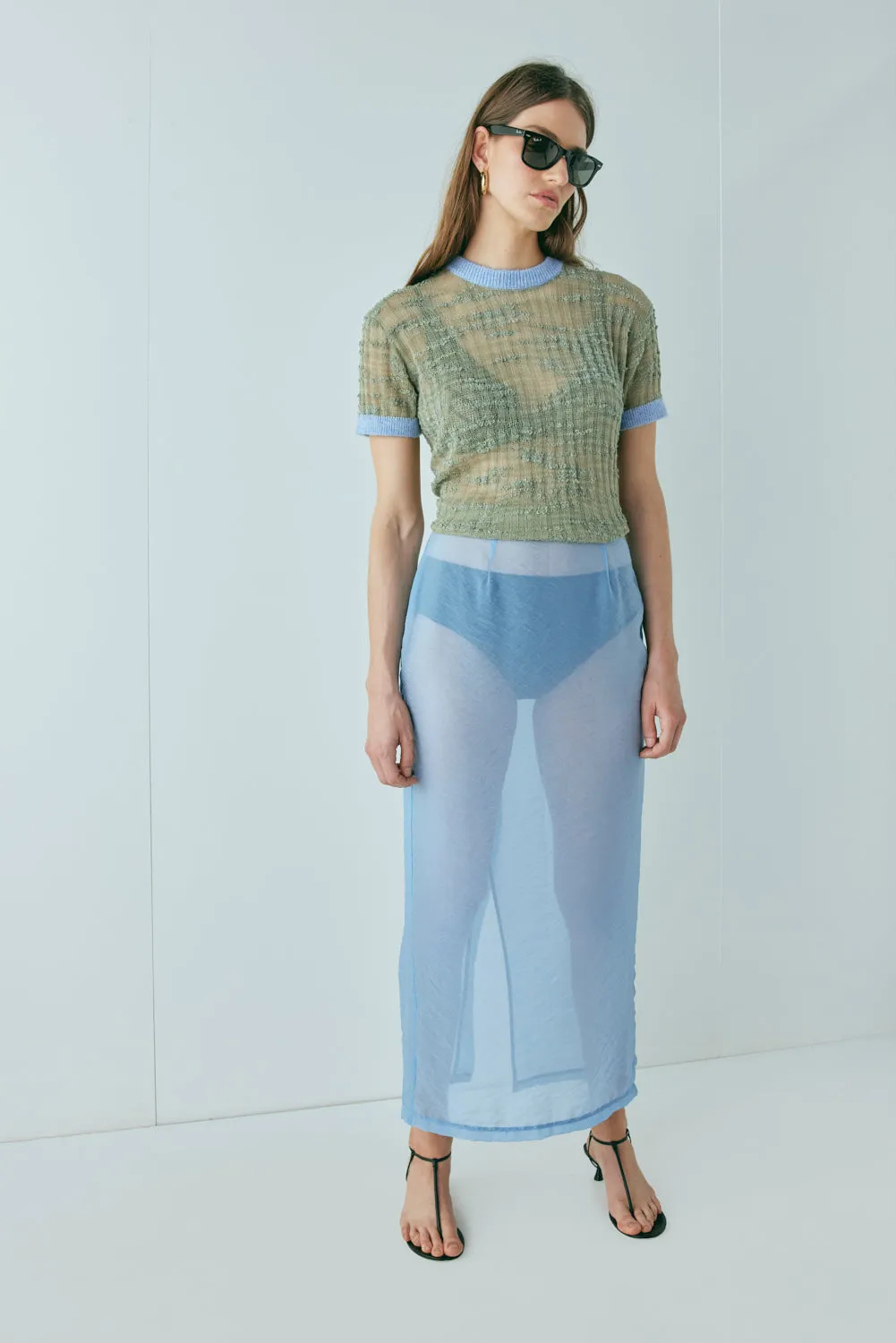 Devyn Sheer Midi Skirt Powder Blue sold by Verge Girl product image thumbnail 2