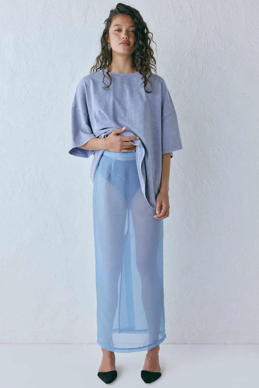 Devyn Sheer Midi Skirt Powder Blue sold by Verge Girl product image thumbnail 3