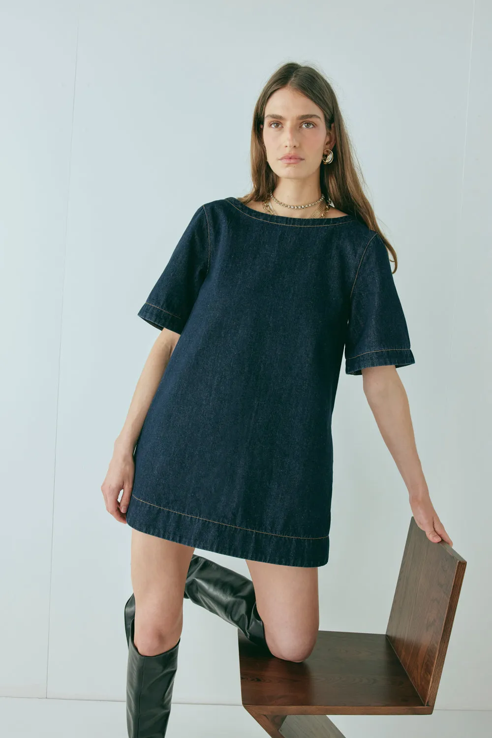 Peyton Denim Mini Dress Indigo sold by Verge Girl product image thumbnail 5
