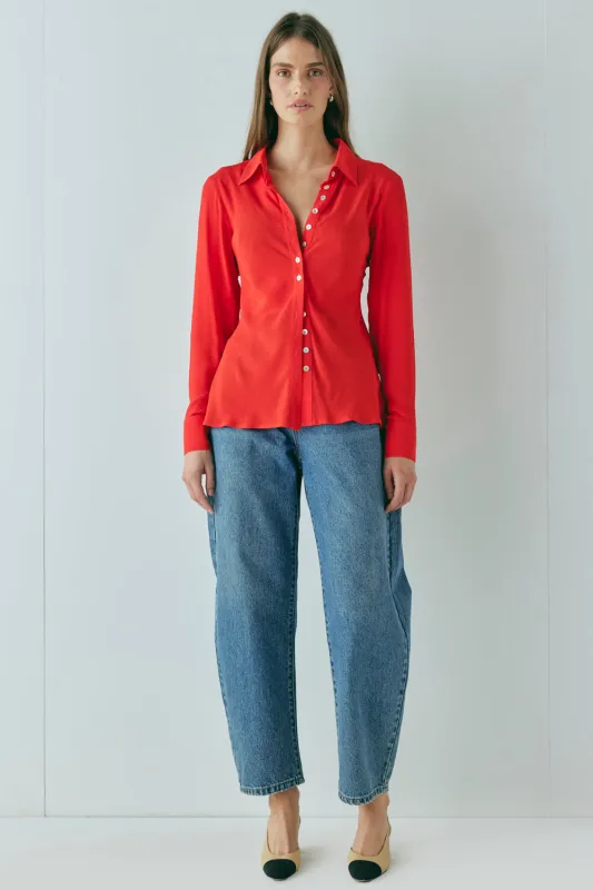 Mila Bias Shirt Red made by Verge Girl