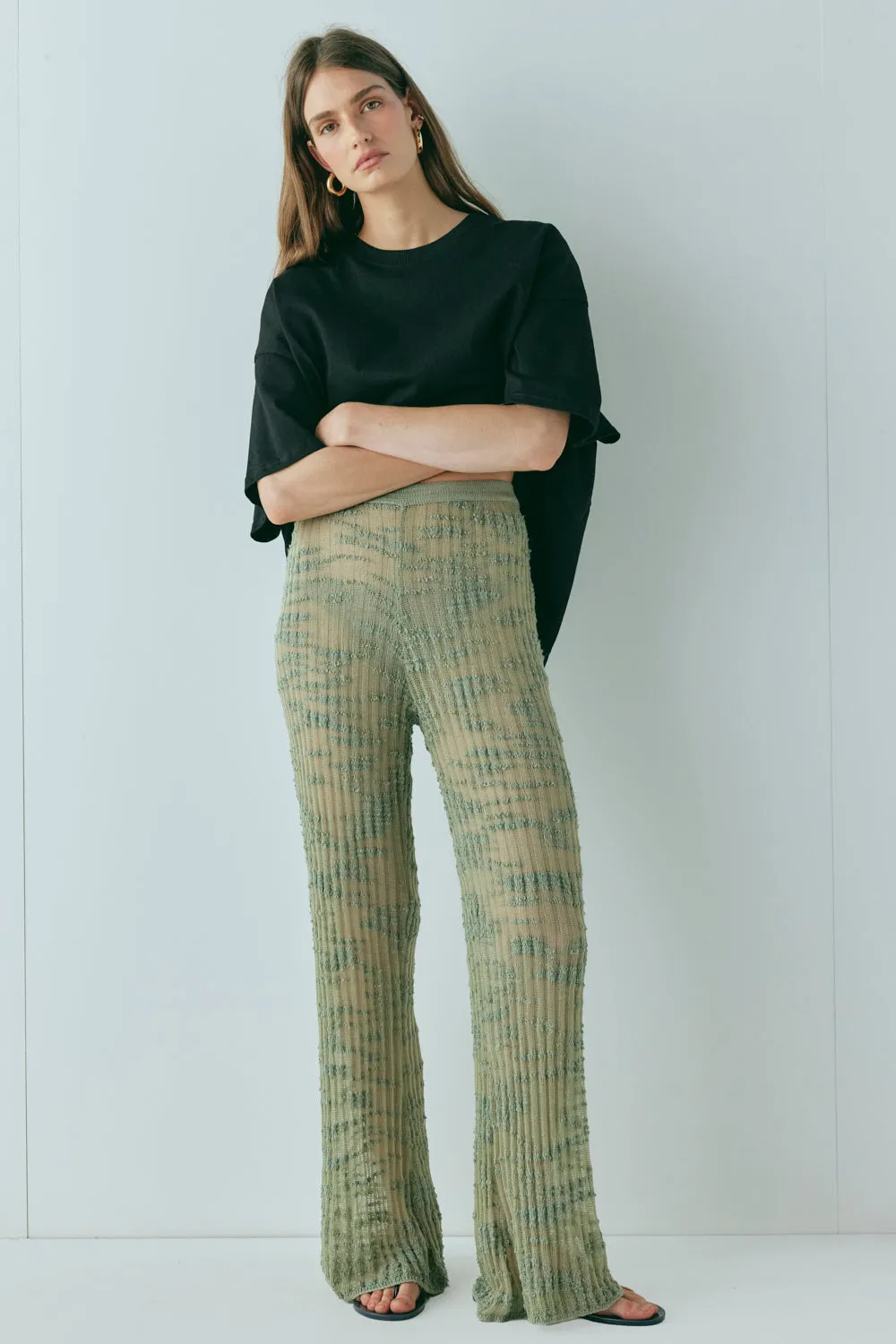 Aliya Knit Flare Pants Khaki sold by Verge Girl product image thumbnail 2