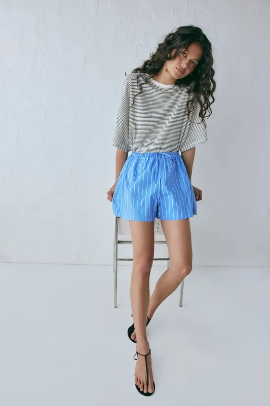 Annika Shorts Cornflower Stripe sold by Verge Girl