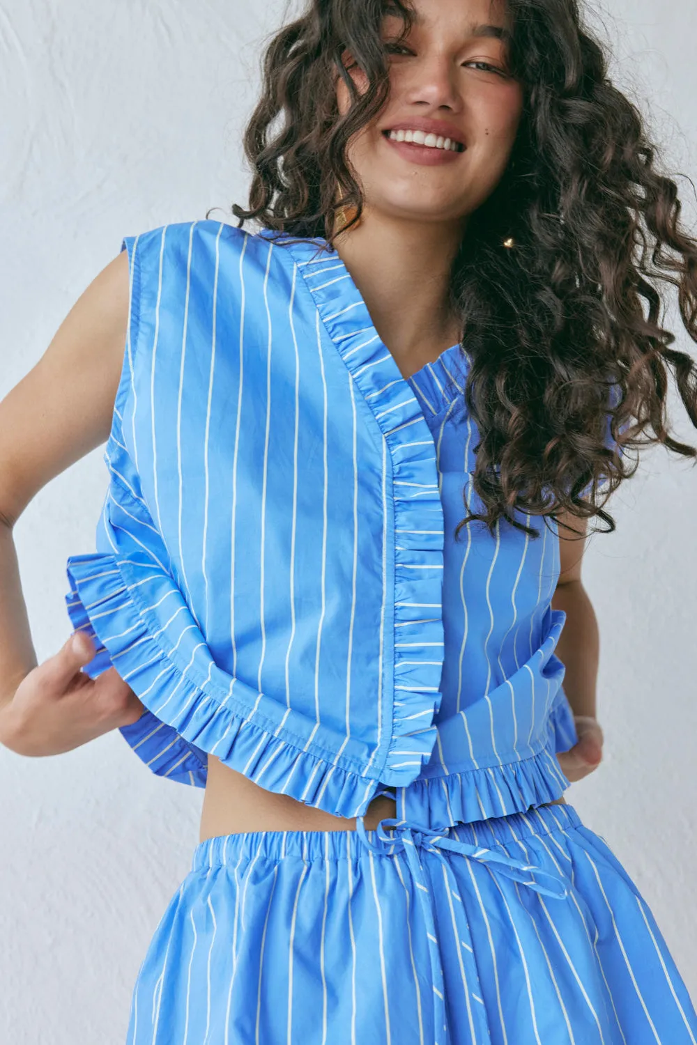 Phoebe Vest Top Cornflower Stripe sold by Verge Girl product image thumbnail 5