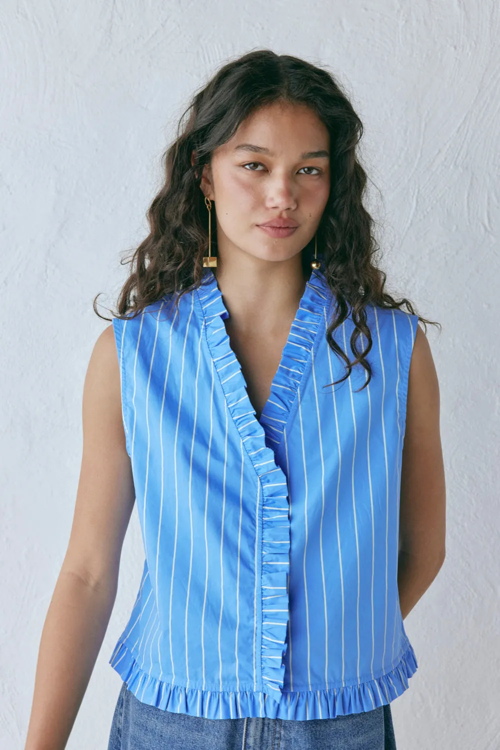 Phoebe Vest Top Cornflower Stripe sold by Verge Girl product image thumbnail 2