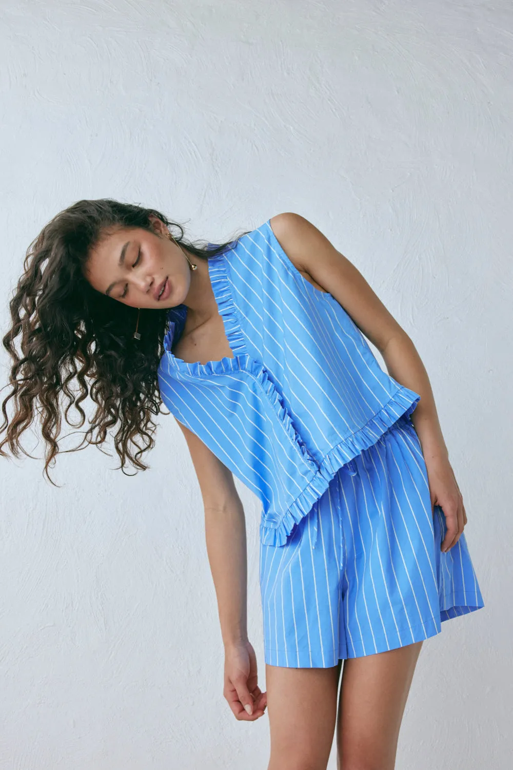 Phoebe Vest Top Cornflower Stripe sold by Verge Girl