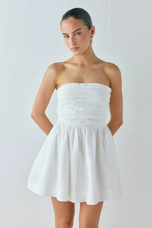 Saint Malo Linen Mini Dress White sold by Verge Girl