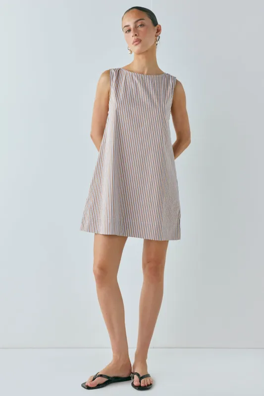 Aftersun Mini Dress Brown Stripe sold by Verge Girl