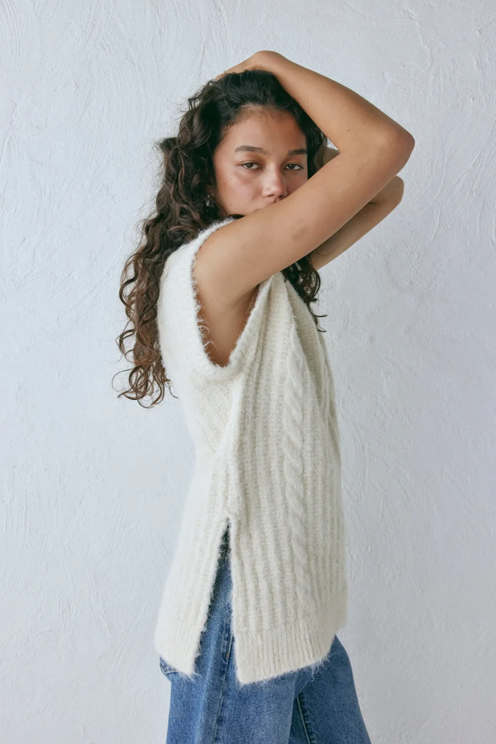Zita Knit Vest Cream sold by Verge Girl product image thumbnail 3