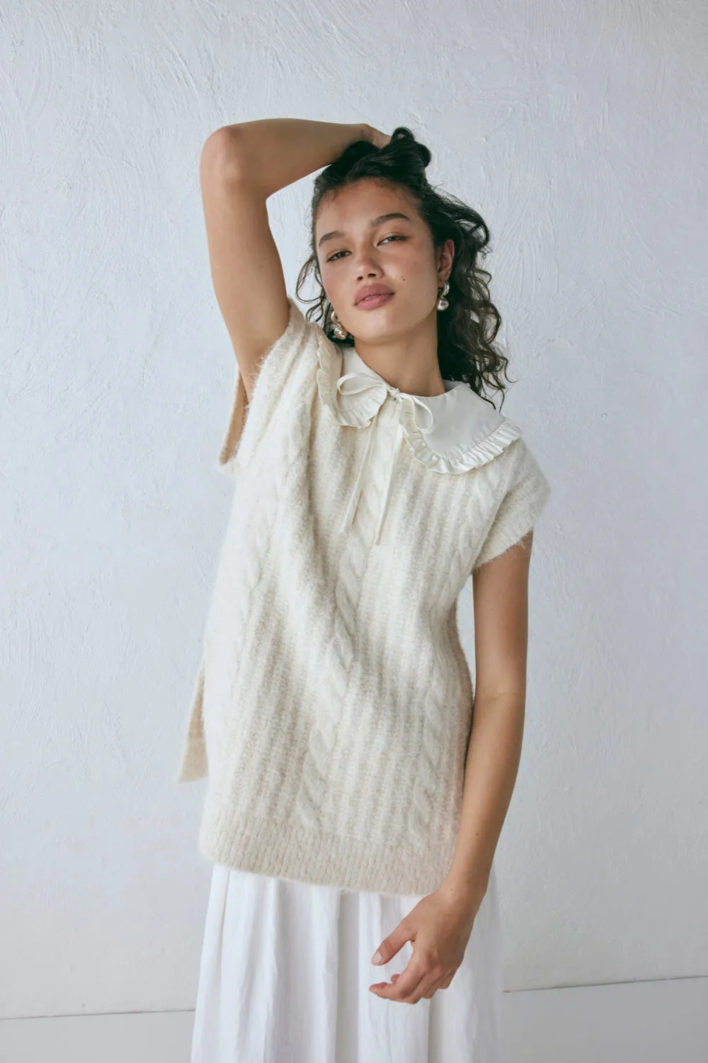 Zita Knit Vest Cream sold by Verge Girl