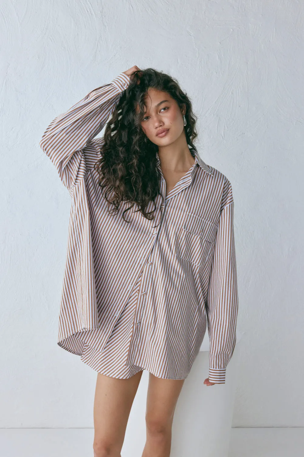 June Shirt Brown Stripe sold by Verge Girl product image thumbnail 4