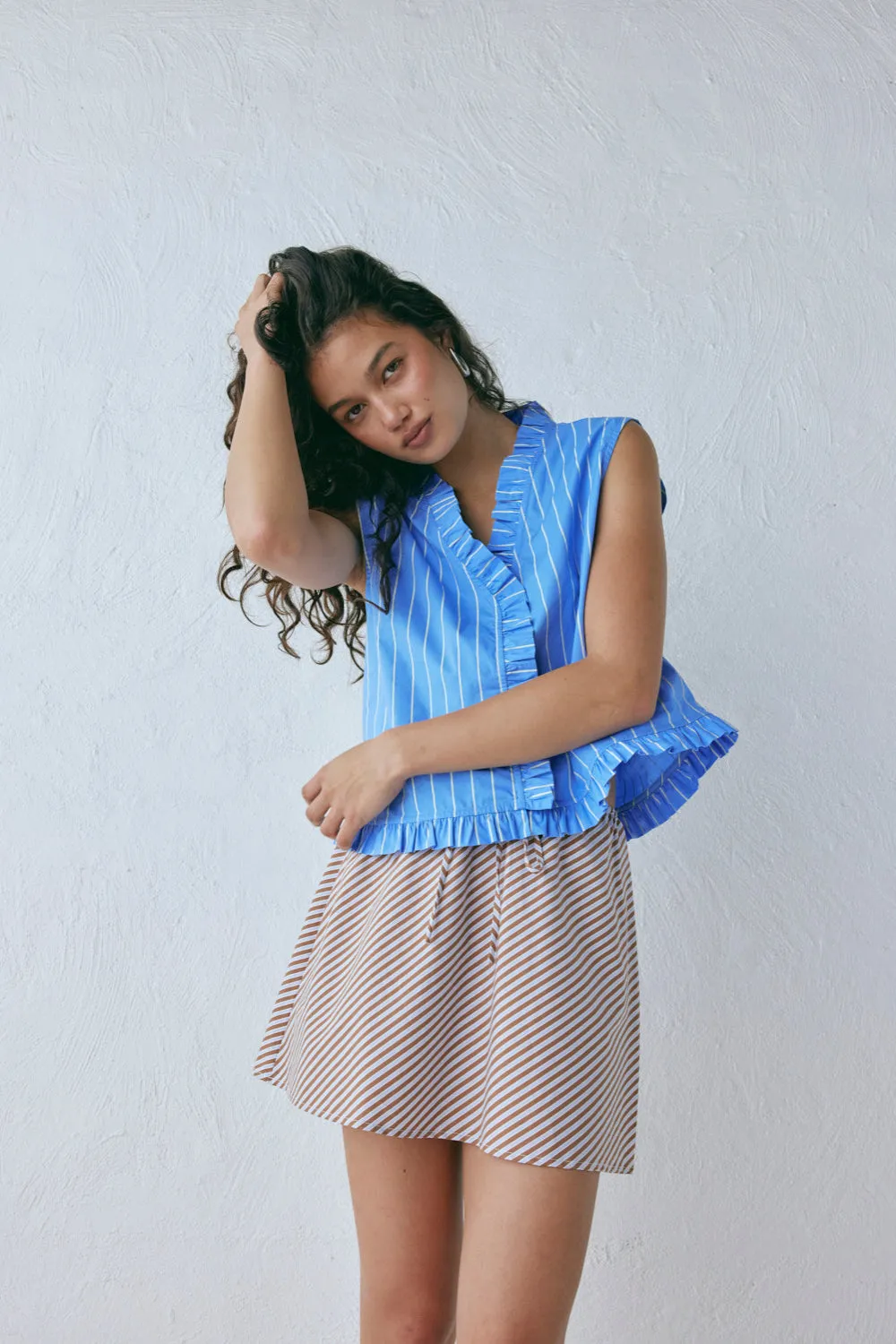 Summer Mini Skirt Brown Stripe sold by Verge Girl product image thumbnail 3