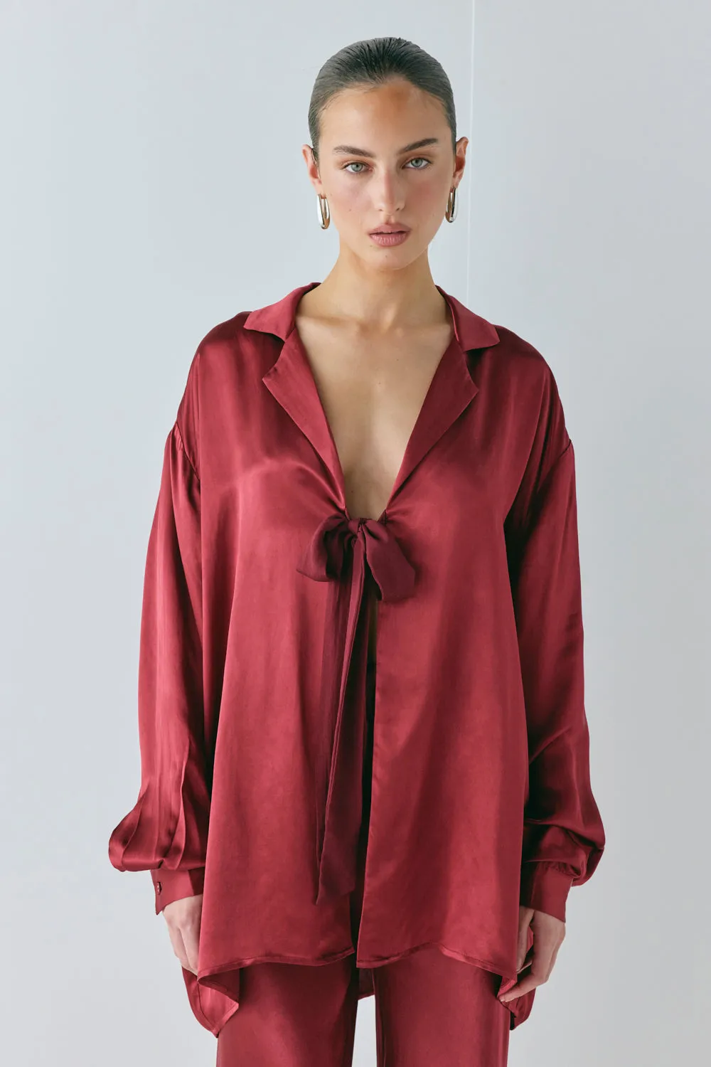 Rae Satin Top Wine sold by Verge Girl