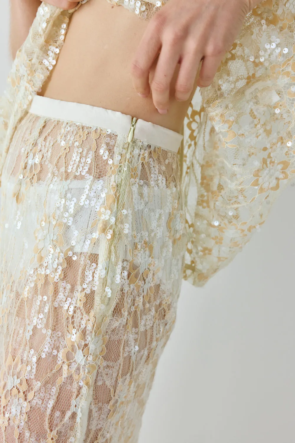 Devyn Sequin Midi Skirt Apricot sold by Verge Girl product image thumbnail 4