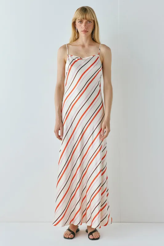 Ema Satin Maxi Dress Stripe made by Verge Girl