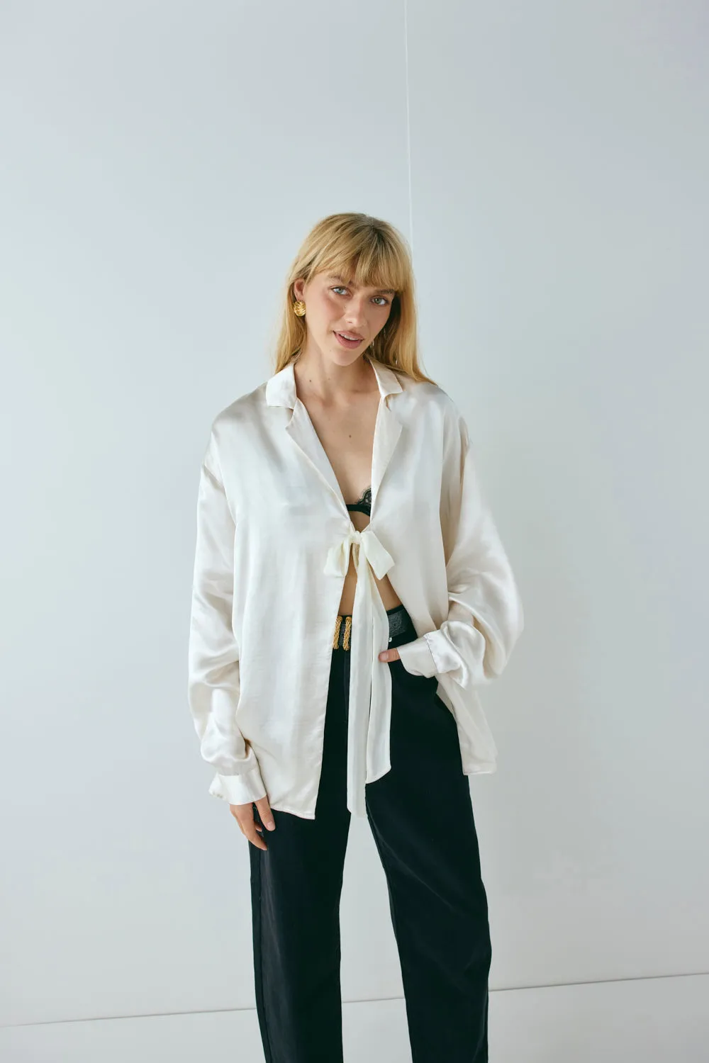 Rae Satin Top Cream sold by Verge Girl product image thumbnail 4