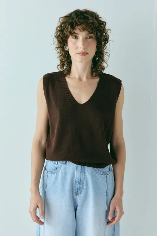 Hadley Knit Vest Chocolate sold by Verge Girl