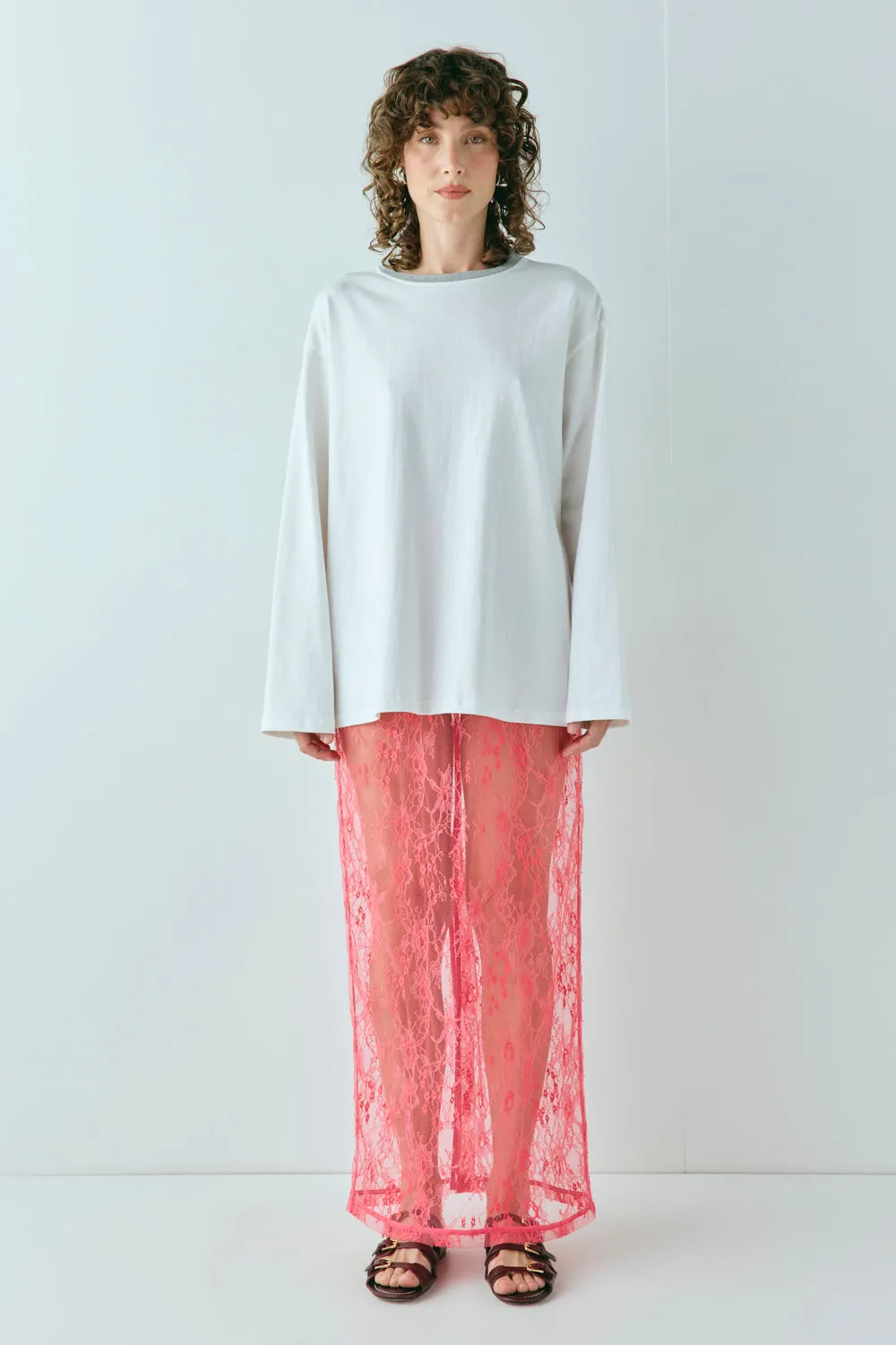 Devyn Lace Midi Skirt Pink sold by Verge Girl product image thumbnail 2