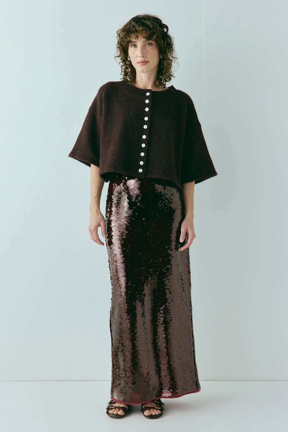 Devyn Sequin Midi Skirt Wine sold by Verge Girl product image thumbnail 3