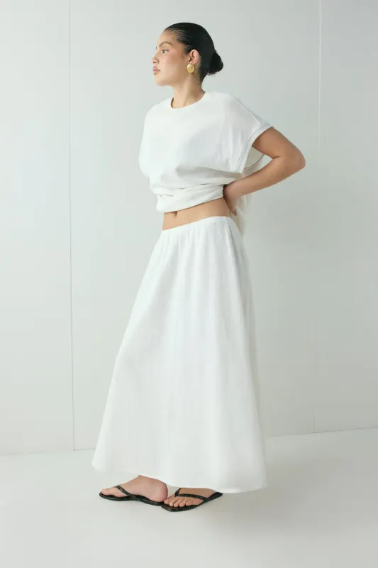Solara Waffle Midi Skirt White sold by Verge Girl