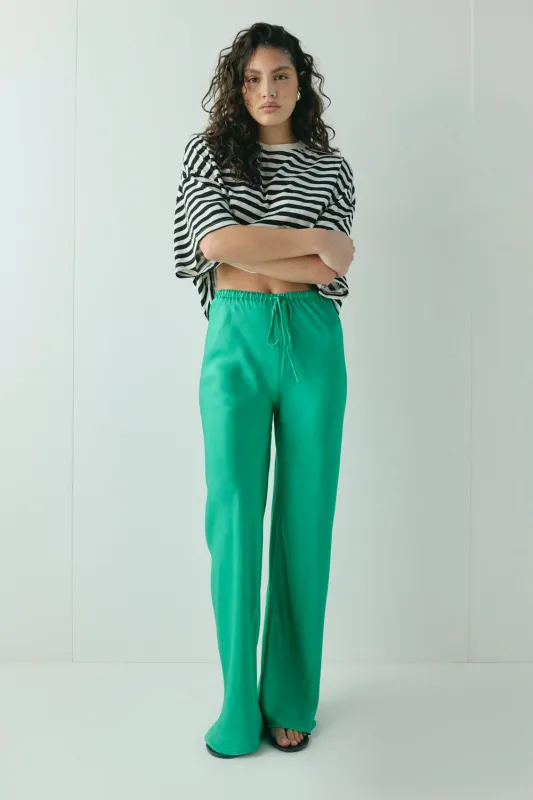 Rae Satin Pants Kelly Green sold by Verge Girl