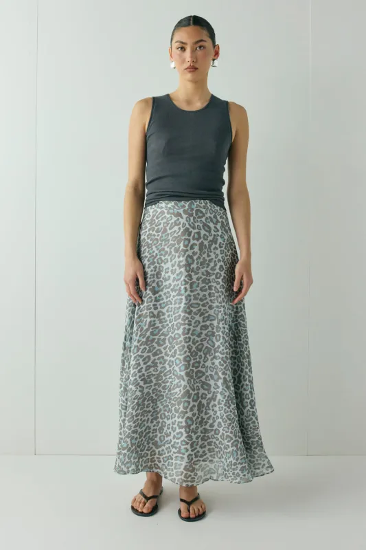 Penny Maxi Skirt Blue Leopard made by Verge Girl